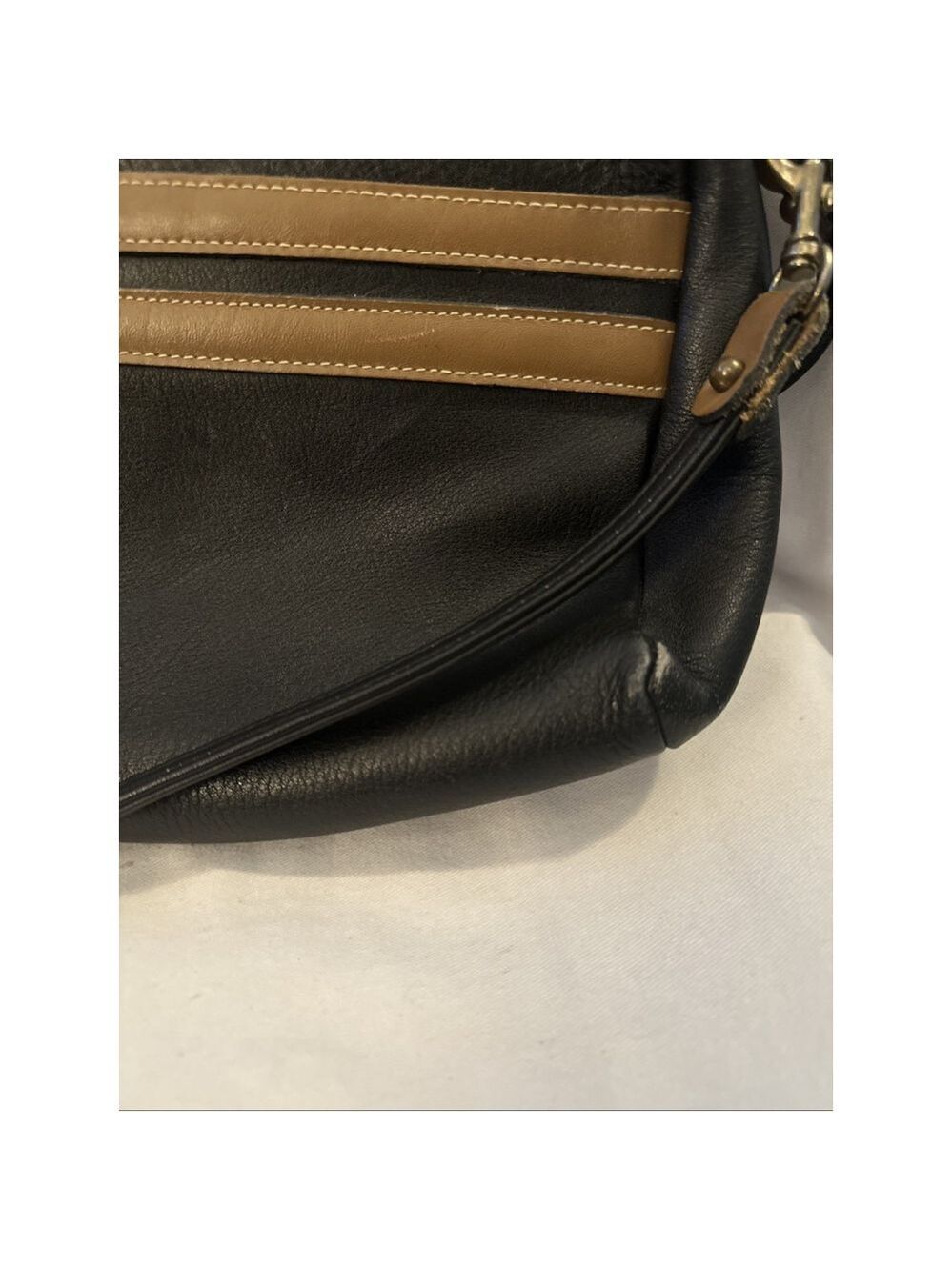 Vintage Orvis Black Brown Pebbled Leather Crossbody Bag - Picture 2 of 8